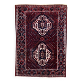Vintage 1950s Persian Afshar rug, tribal double medallion, red field, 148cm x 211cm