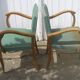 Paire de fauteuils bridge en skaï vert 1960