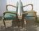 Pair of bridge armchairs in green skai 1960