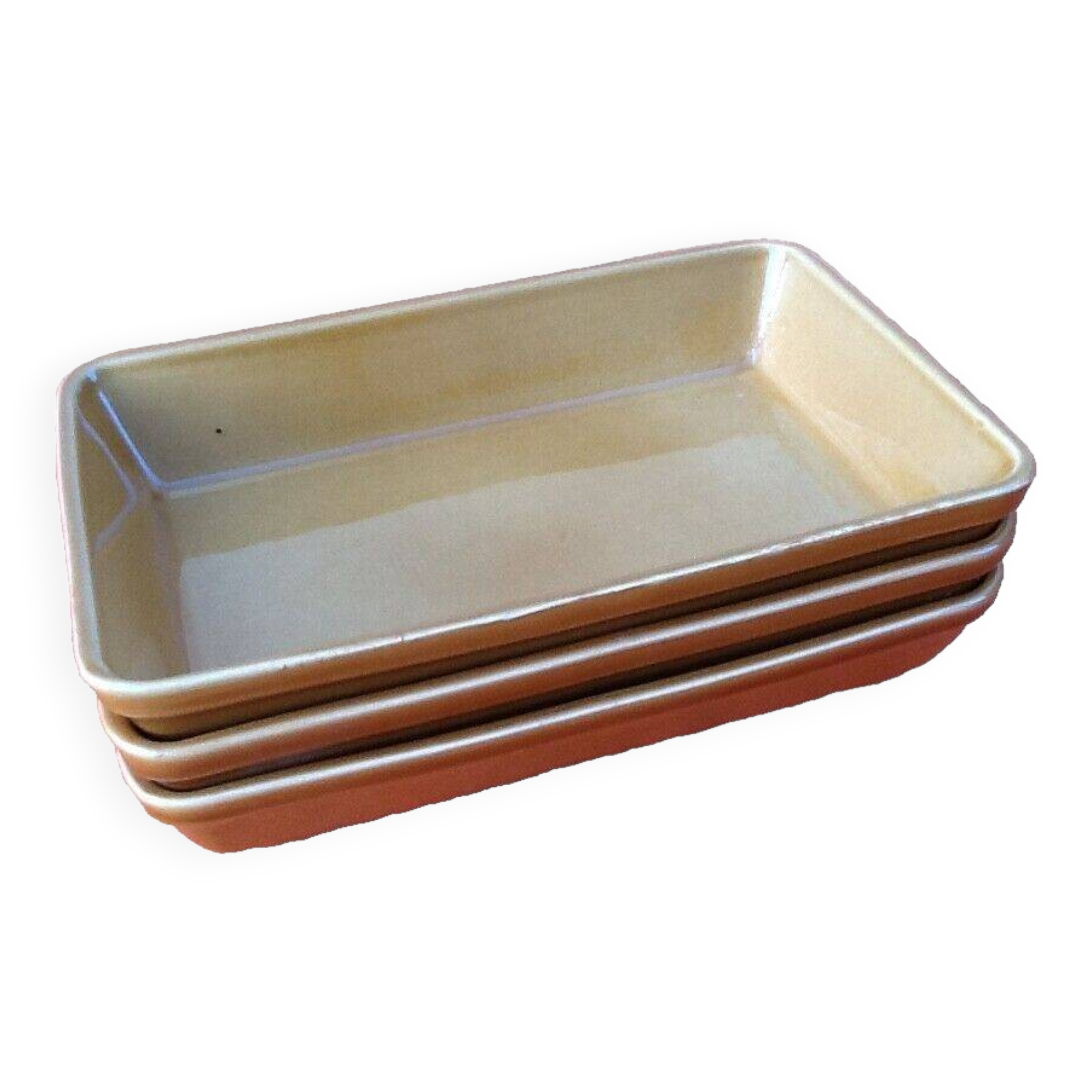 3 rectangular oven dishes BCI (Bretagne Céramique Industrie)