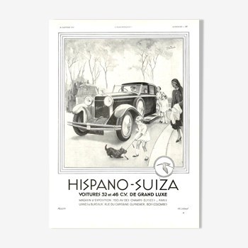 Vintage poster 30s Hispano Suiza Auto