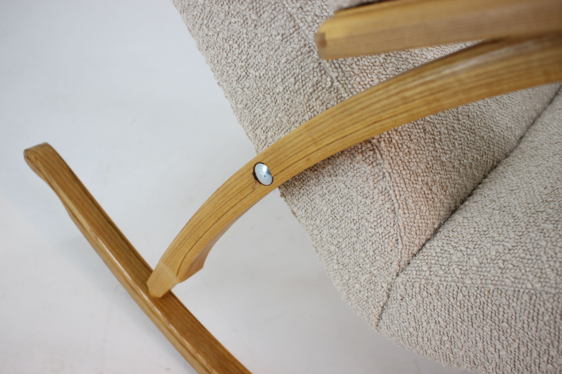 1960s beech bentwood rocking chairs in bouclé