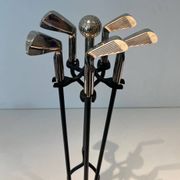 Fire Necessary Golf Model in Black Lacquered Metal and Chrome Golf Clubs