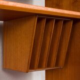 Danish vintage teak bookcase with a hidden desk, 1960s