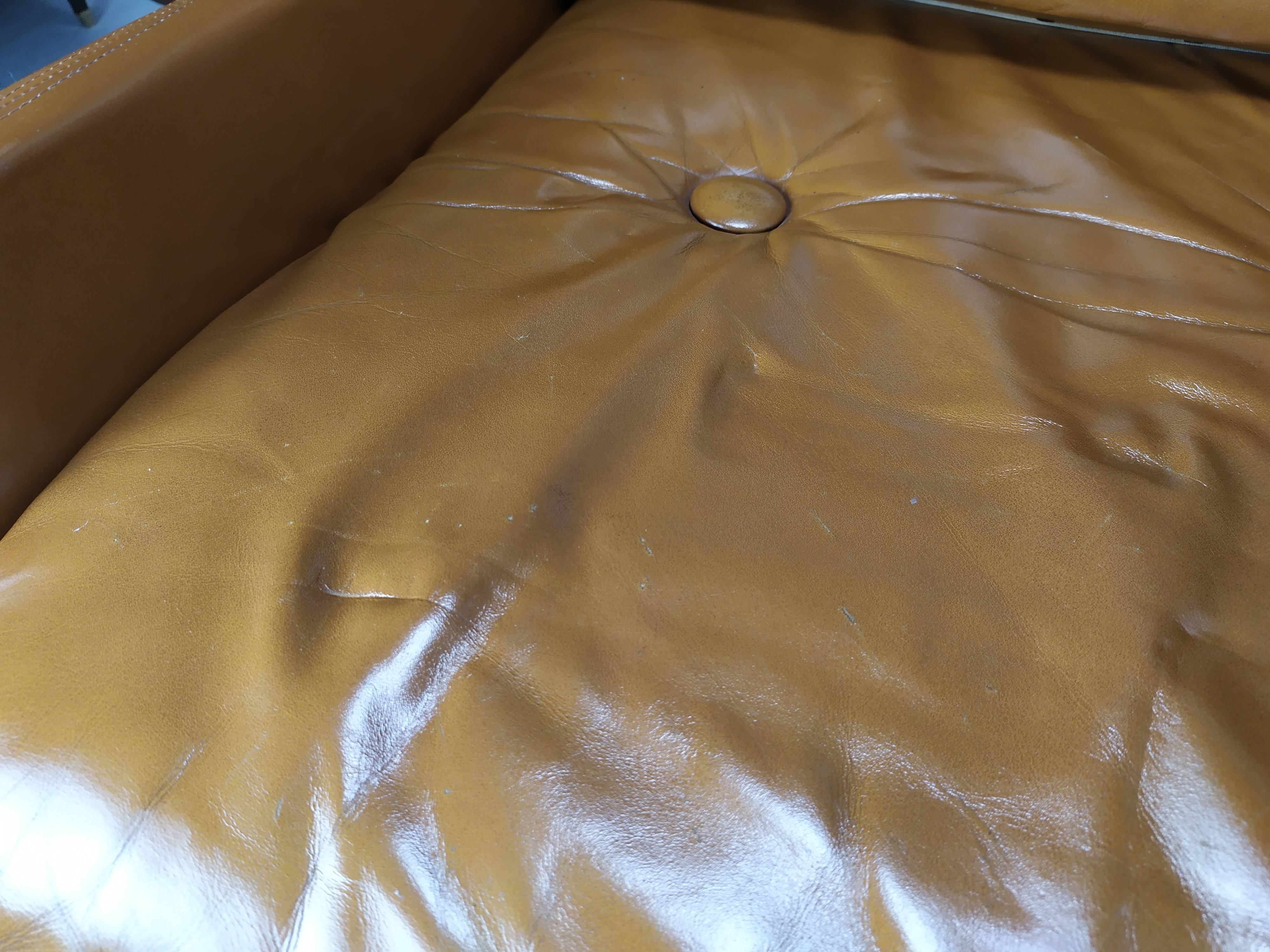 Scandinavian fawn leather sofa