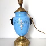 Lamp foot blue vase heads of fauna