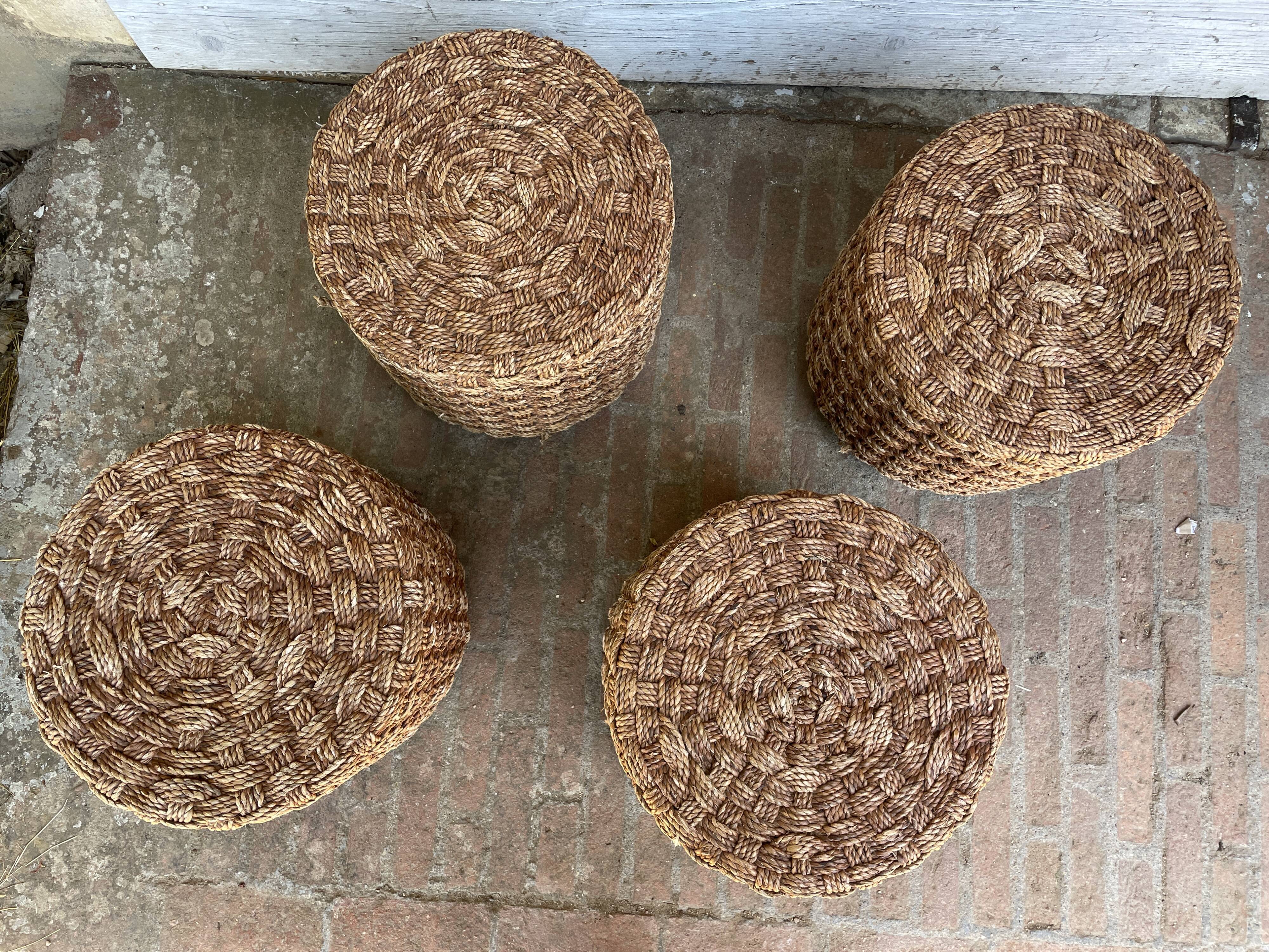 4 wooden stools and rope 1960