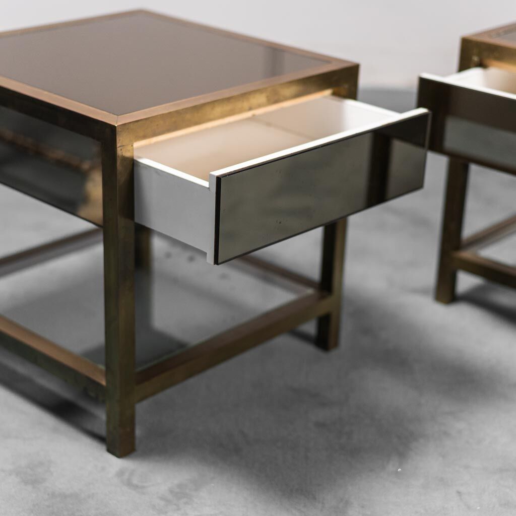 Pair of coffee tables in brass 70s vintage