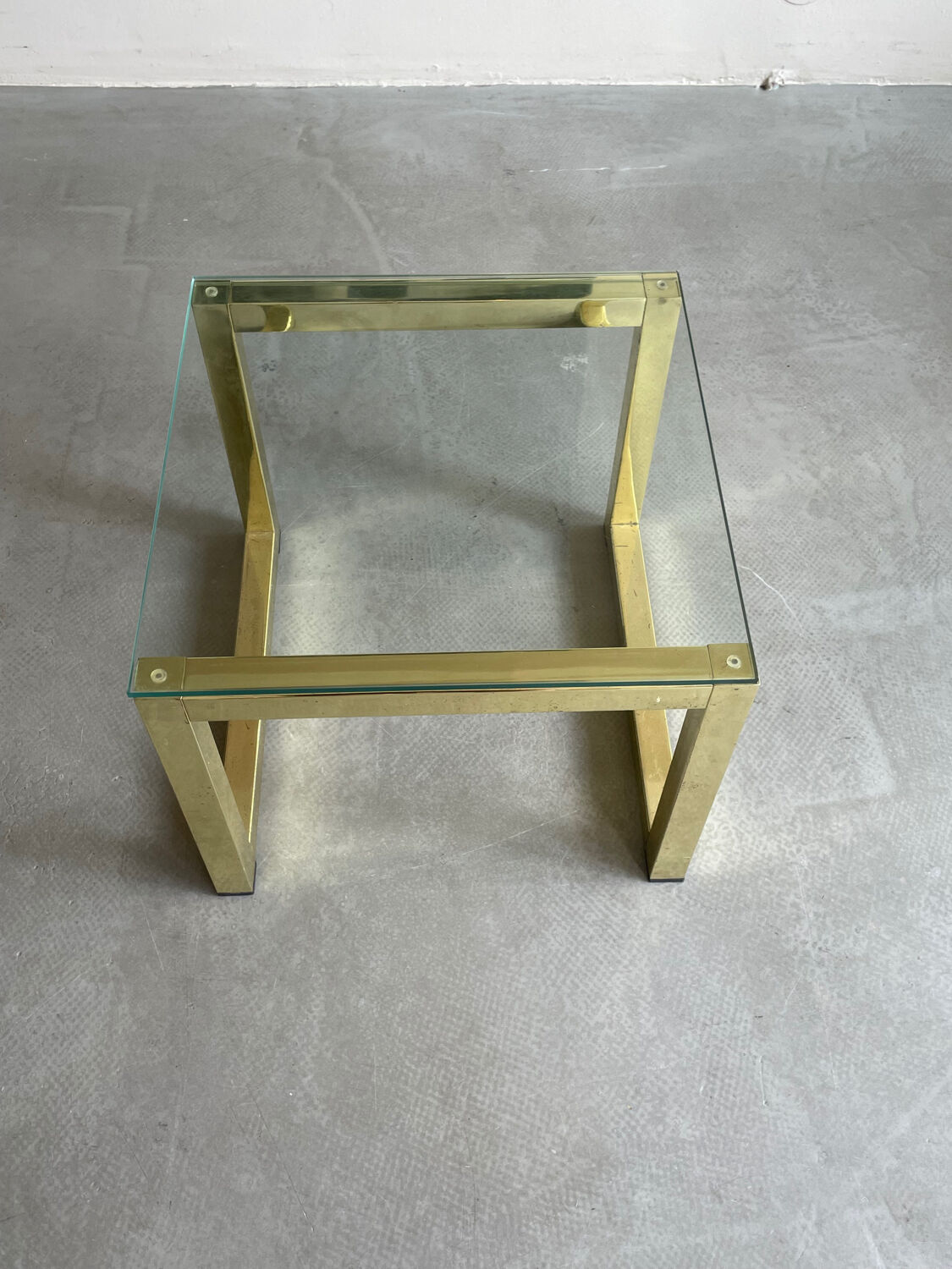 Coffee Table in Gold Brass Glass