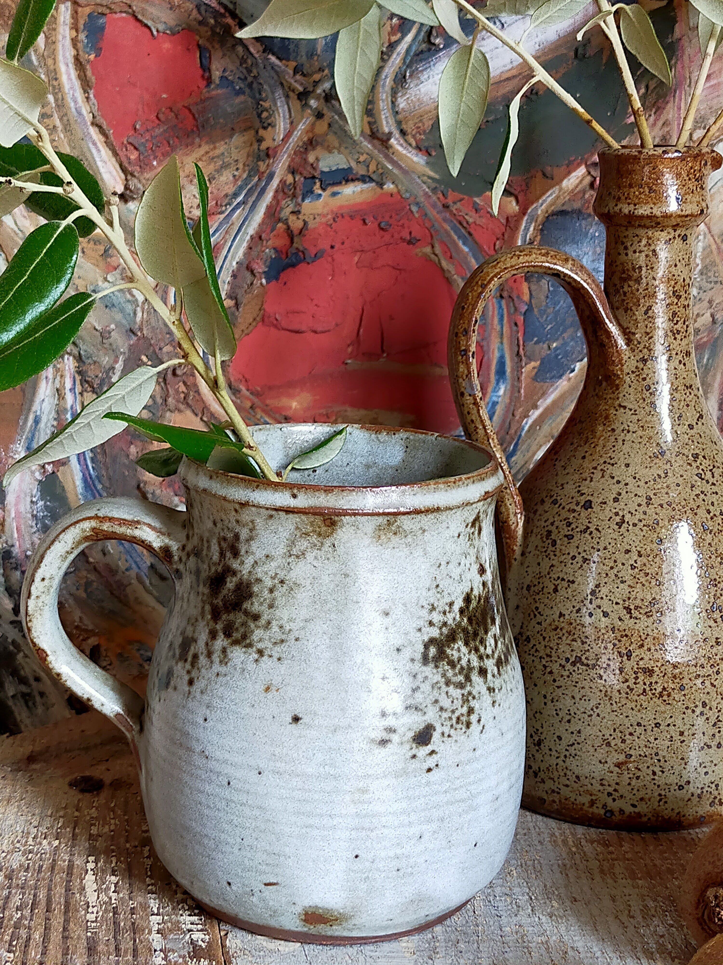 Potter's milk pot in enamelled sandstone 70s