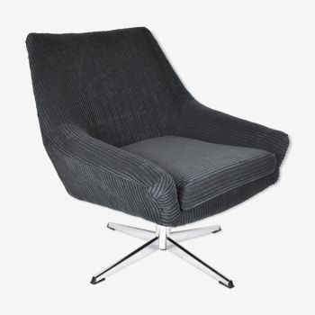 Mid-century armchair Shell, Deutsche Democratic Republic, DDR, 1960s, Black Cord