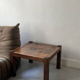 Wooden and ceramic coffee table, Jacques Blin design 1950