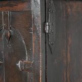 Unique antique English cabinet on stand made of oak from the 17th century