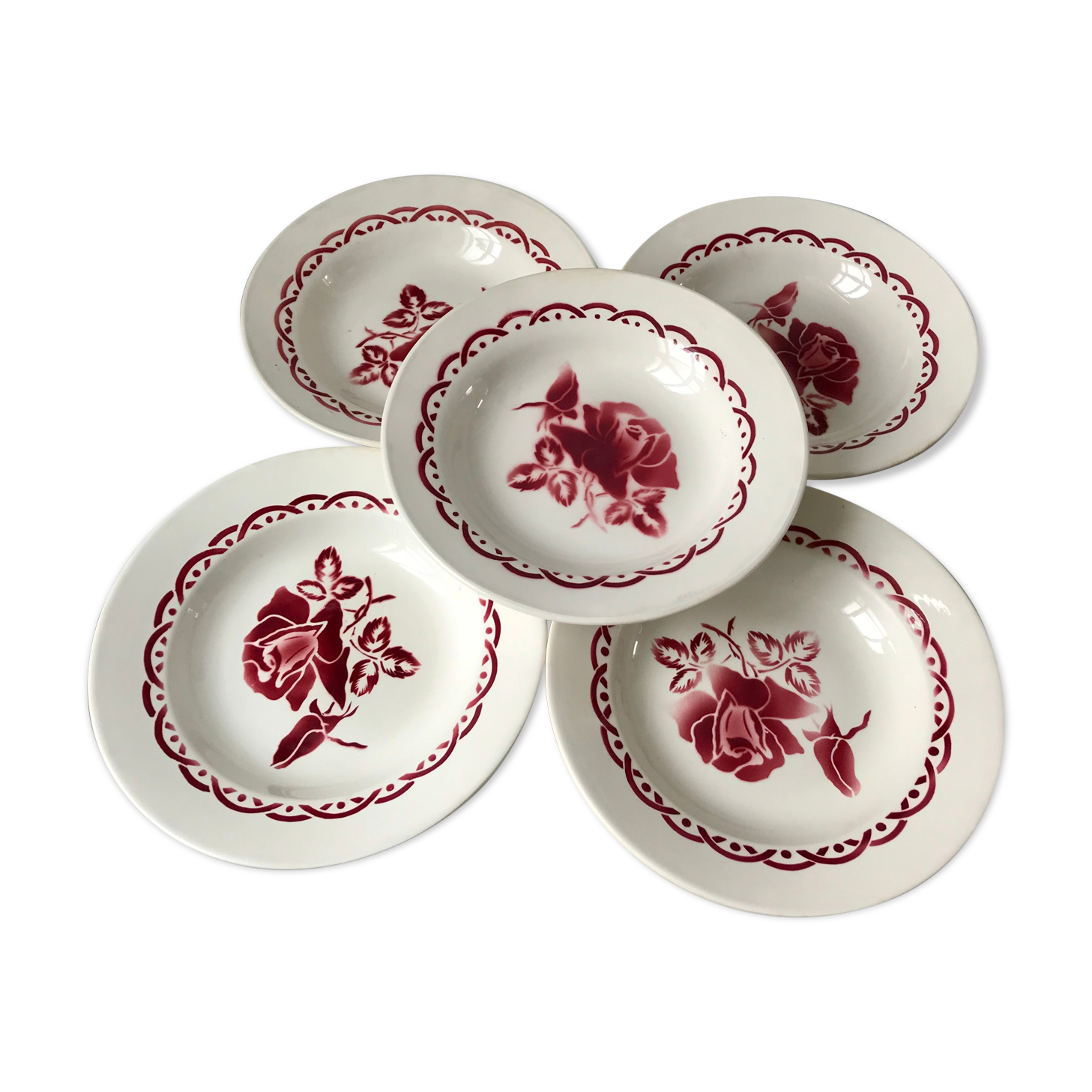 Lot of 5 hollow plates Digoin Sarreguemines model Michel