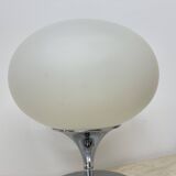 Lampe Space Age en verre opalin, acier chromé et fonte par Kaiser Leuchten,