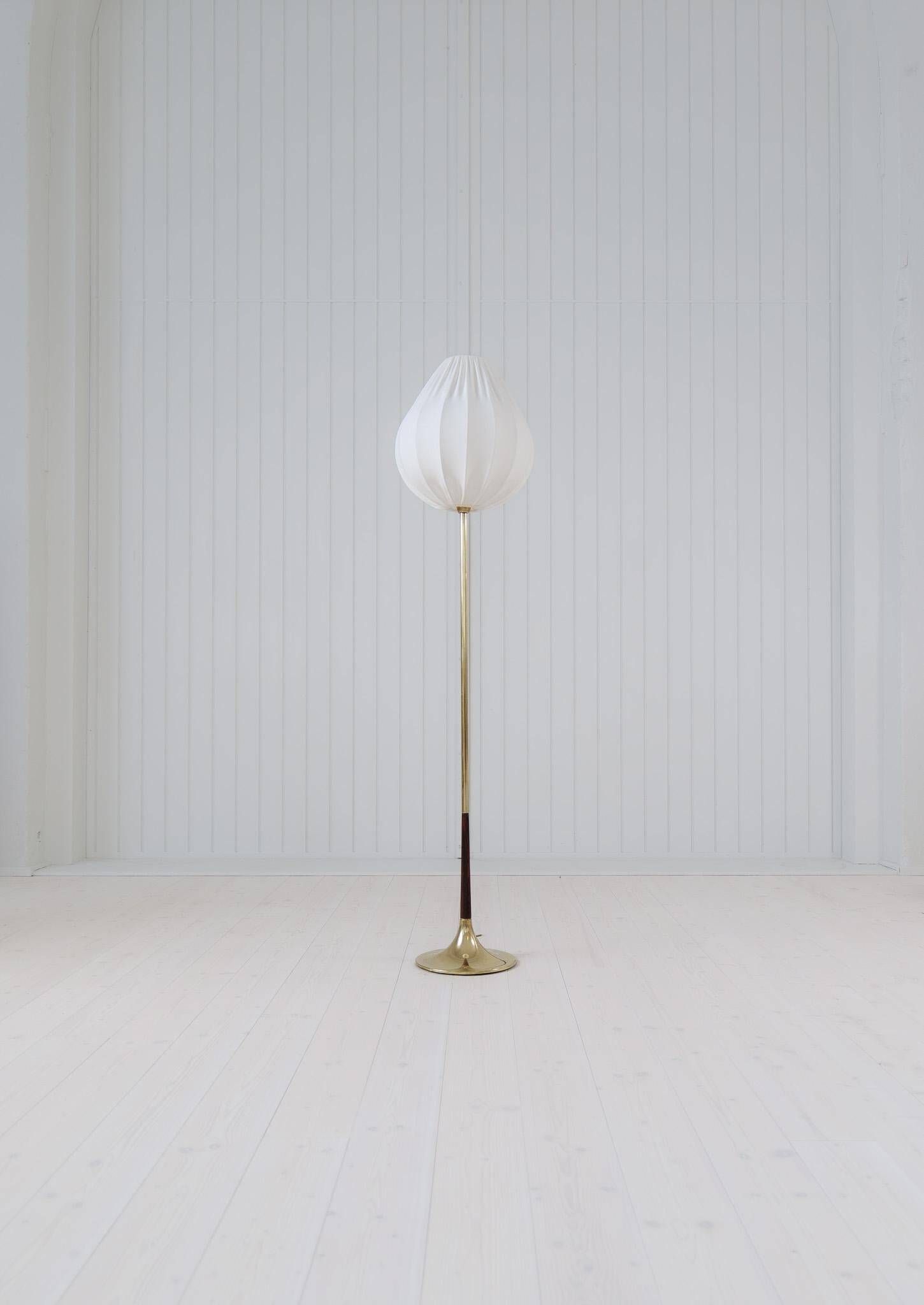 Modern mid-century brass trumpet-shaped floor lamp, Sweden, 1960s.