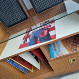 Vintage record player cabinet, designer hi-fi radio sideboard