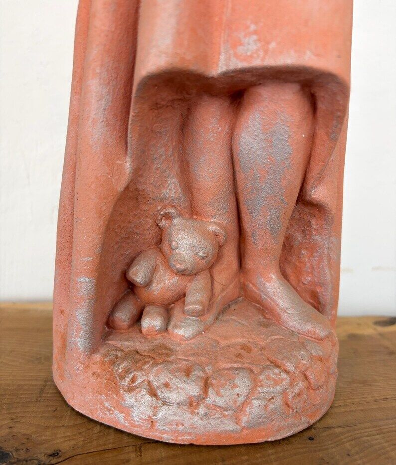 Vintage Terracotta Pregnant Woman Sculpture – Mid-Century Style Maternity Art Figurine