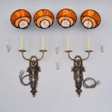 Pair antique sconces wall lights LB Deposé Leboullanger Freres, gilt bronze, 1900 ca, French