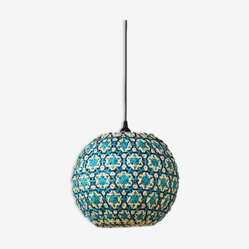 Turquoise Rattan Chandelier