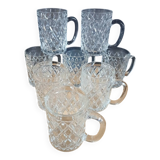 8 verres / chopes anciennes en verre ciselé