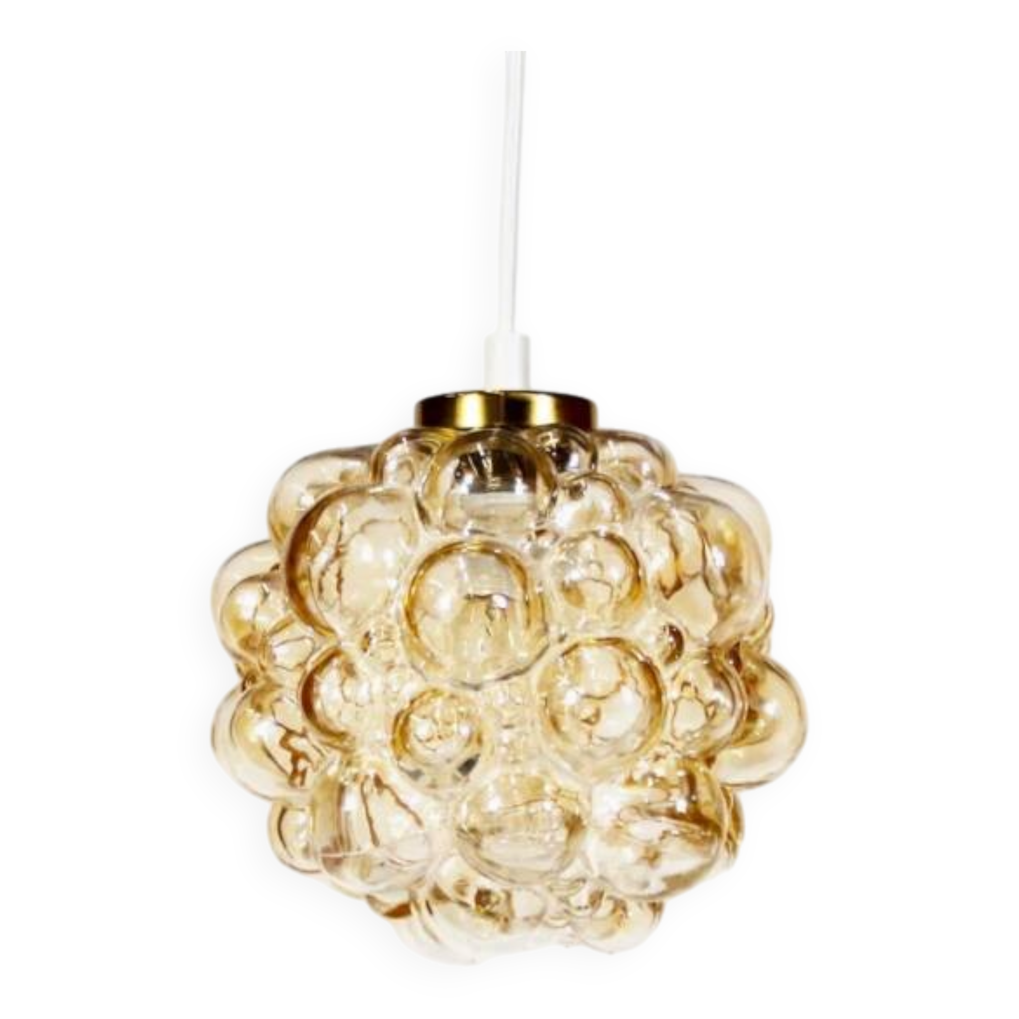 Small amber bubble glass pendant lights by Helena Tynell for Glashutte Limburg