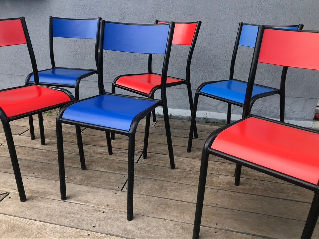 Series of 6 color school chairs