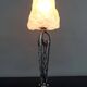Art Deco Wrought Iron Lamp, Floral Tulip signed Degué, France, c. 1930