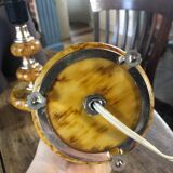 Paire de lampes effet marbre jaune boudoir français