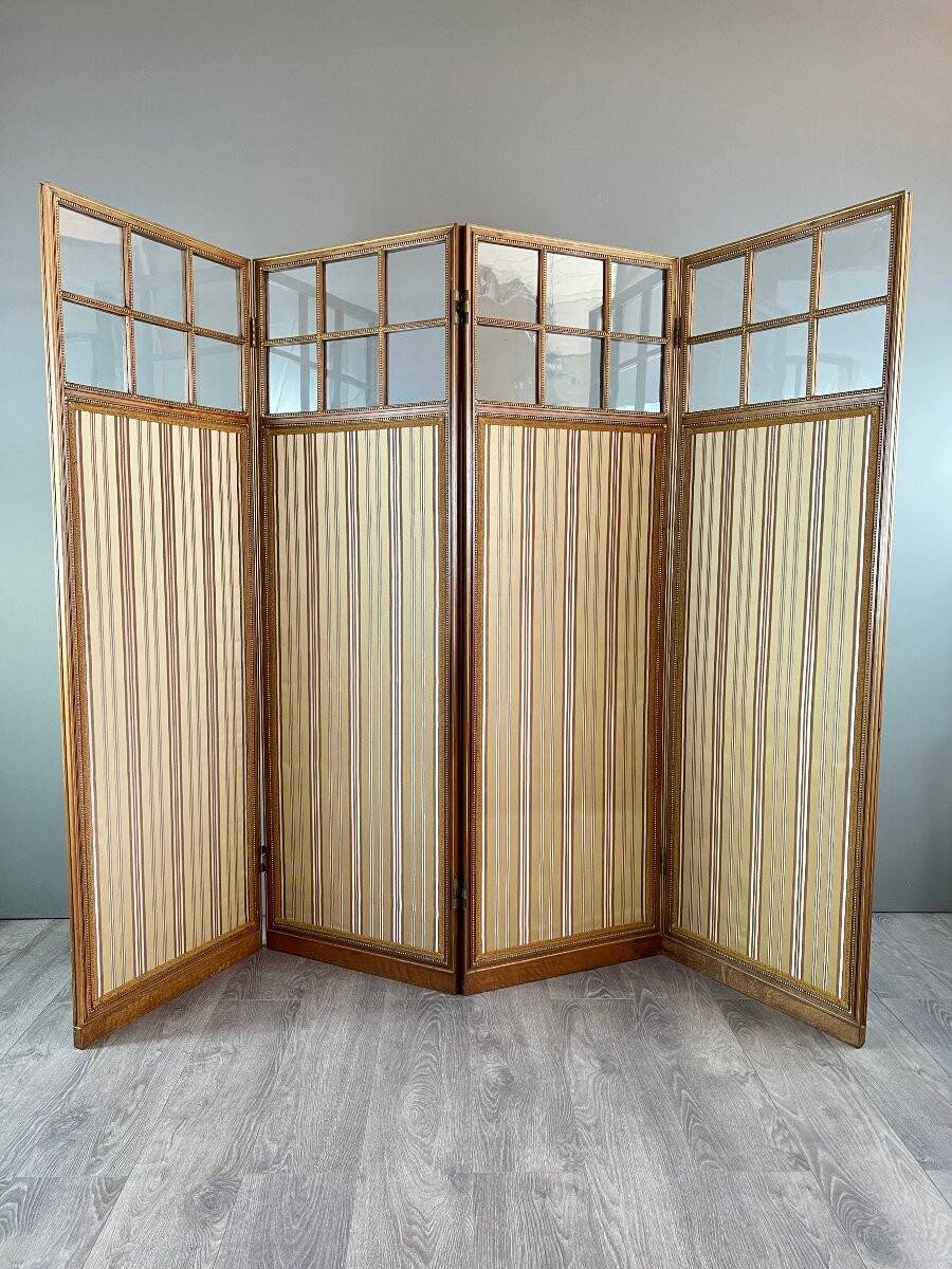 Antique Four-Leaf Screen, 19th Century flag