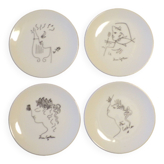 Set of 4 Jean Cocteau porcelain bowls