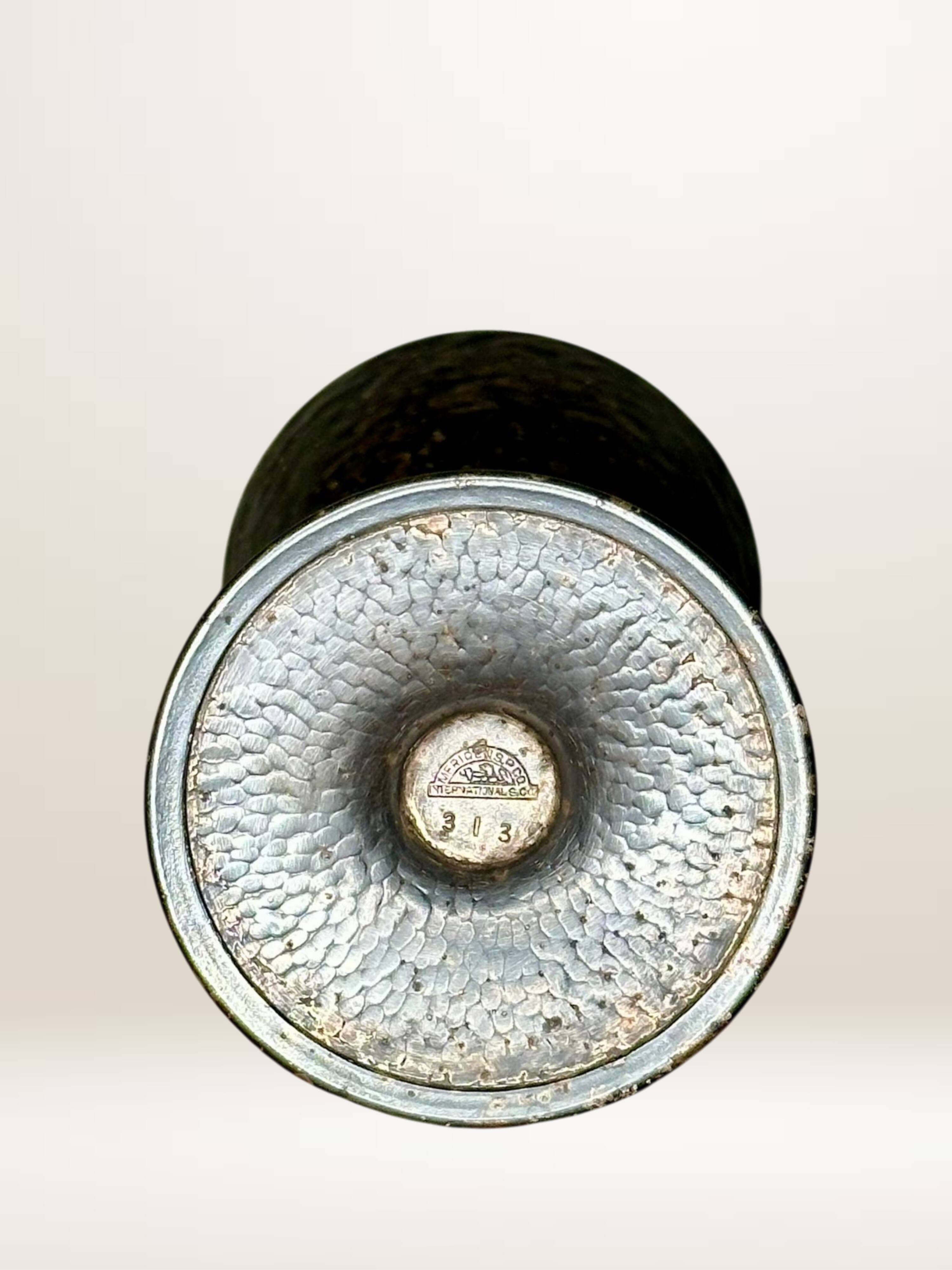 Set of six hammered metal goblets.