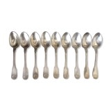 Set of 9 large spoons silver metal Christofle model arcantia vendome shell