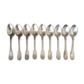 Set de 9 grande cuillères métal argenté Christofle modéle arcantia vendome coquille