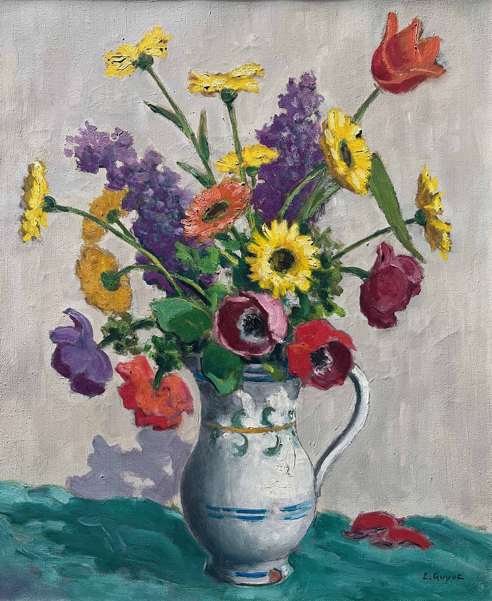 Tableau HST "Bouquet of Wildflowers" E. Guyot (19th-20th century)