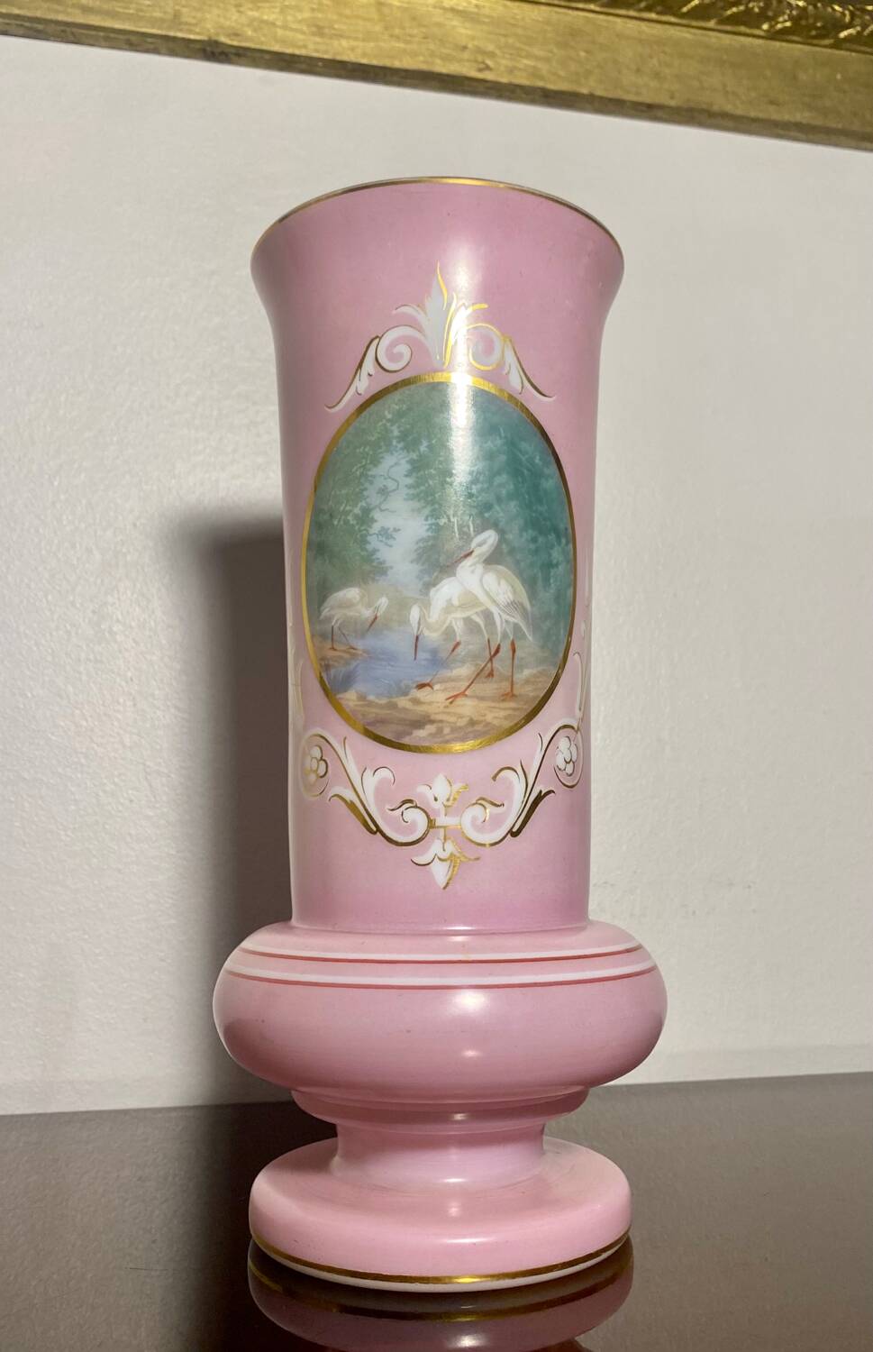 Opaline Vase Saint Louis peint main