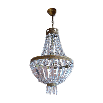 Lustre montgolfière ø 30 cm pampilles cristal 1 feux