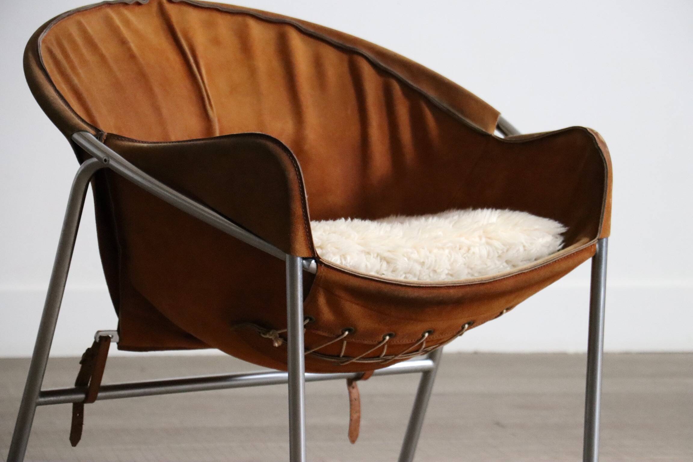 Erik Ole Jørgensen for Bovirke Easy Chair in suede and chrome Denmark 1953