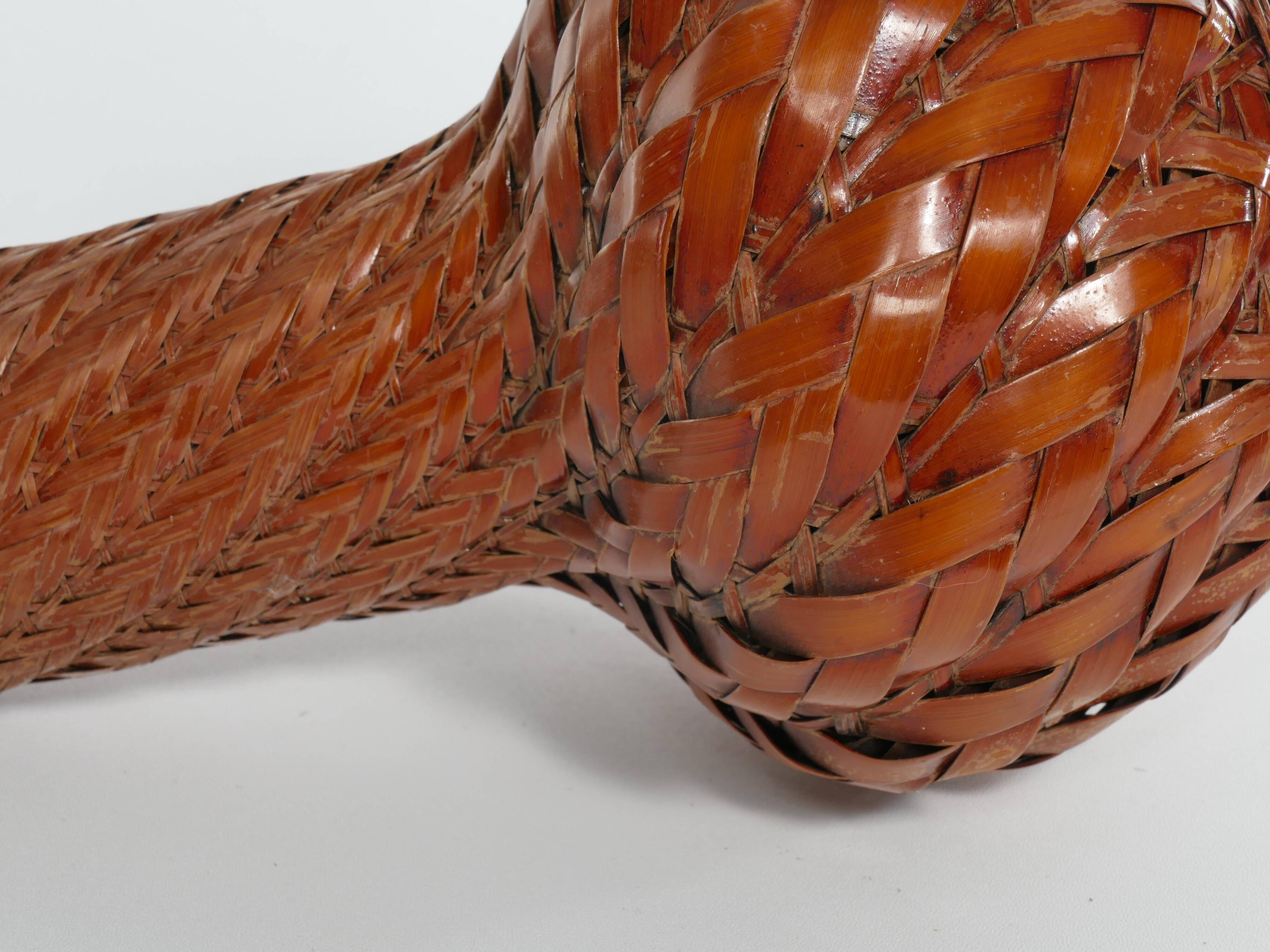 Early 20th Century Taisho/Showa Period Japanese Woven Bamboo Ikebana Vase