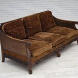 1930-35s, Danish 3-seater sofa, furniture velour, furniture mesh, ash wood.