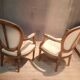 Pair of Louis XV style medallion armchairs.