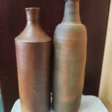 Duo of raw stoneware bottles