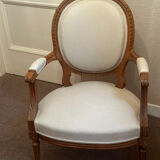 Pair of Louis XVI style medallion armchairs, late 19th / early 20th century.