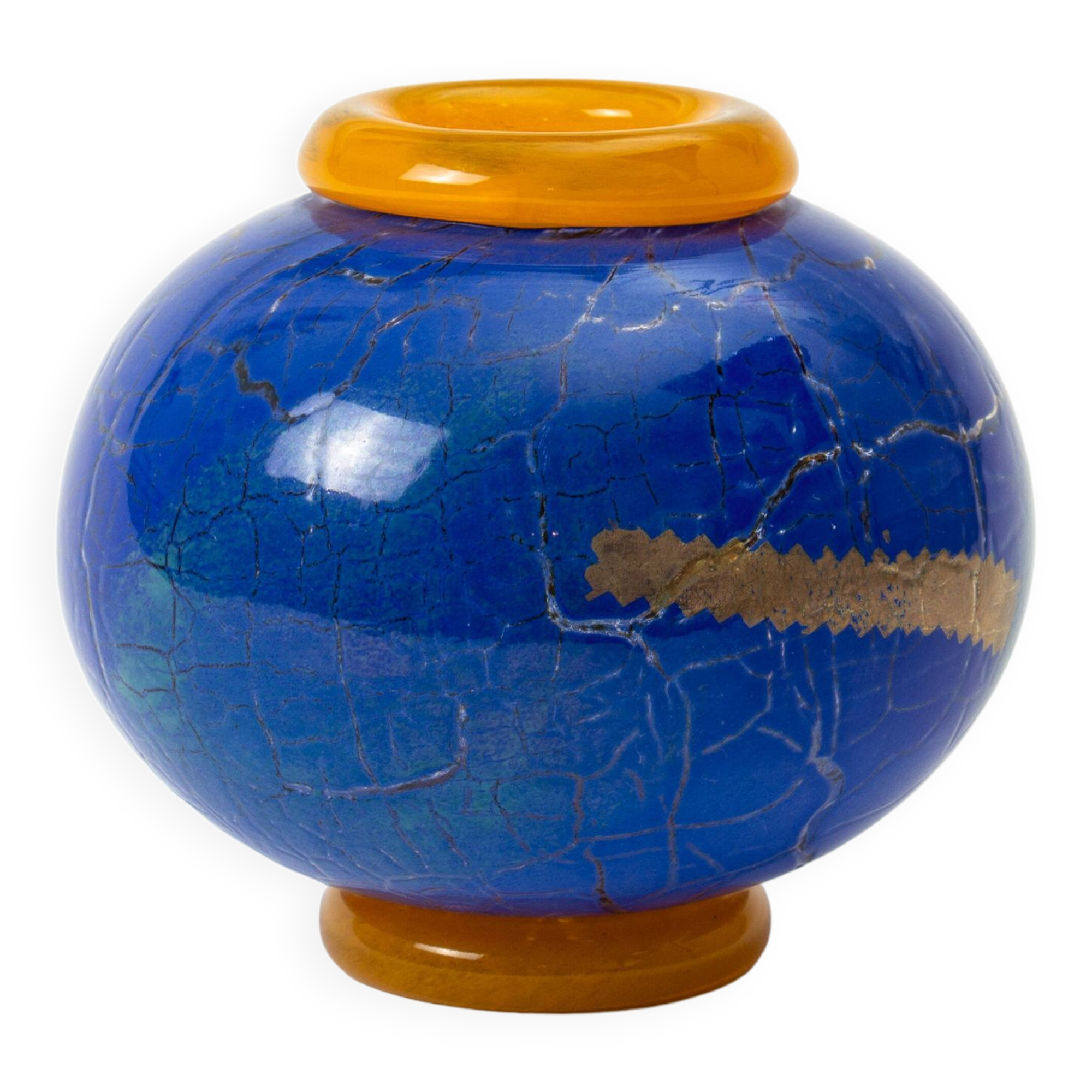 Transjö Hytta cracked glass vase (Sweden)