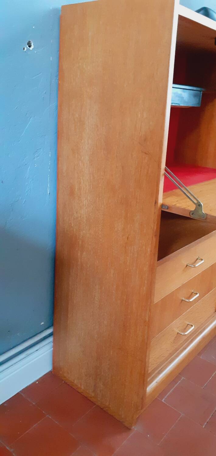 Meuble de bureau vintage année 50 en chêne
