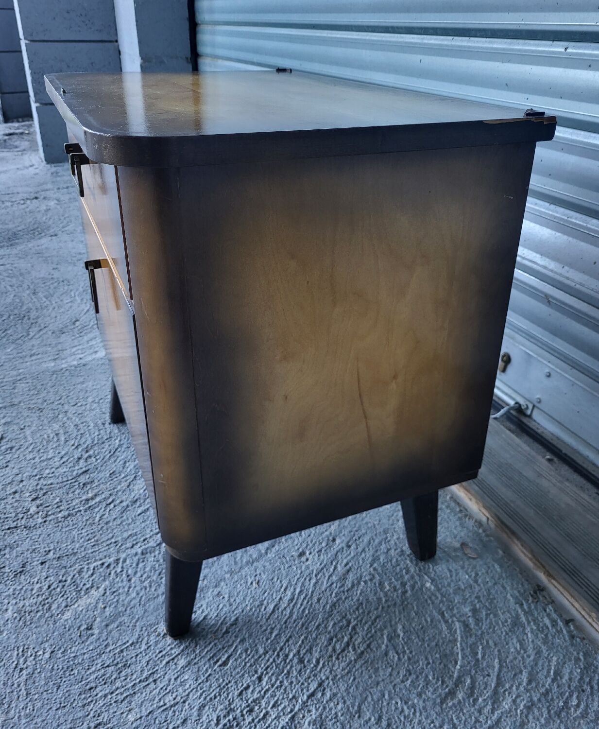 Vintage Scandinavian style dressing table, chest of drawers, triptych mirror and bedside table
