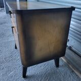 Vintage Scandinavian style dressing table, chest of drawers, triptych mirror and bedside table