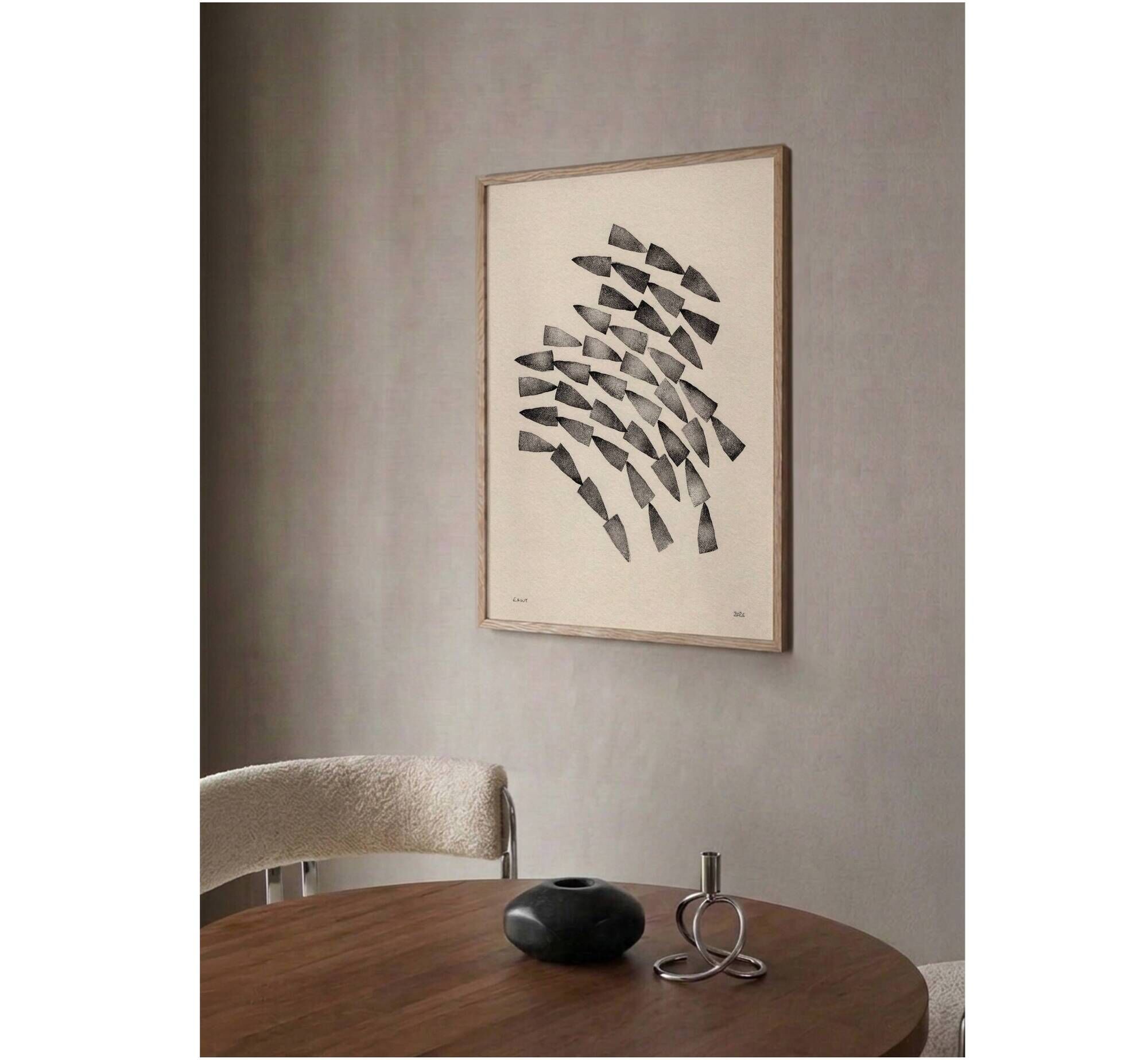Abstract black composition 50x70 after a painting by Eawy