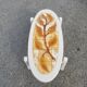 Vintage oval wooden and ceramic coffee table signed Dan - Vallauris