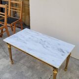 Table basse style Louis XVI en marbre et bois doré